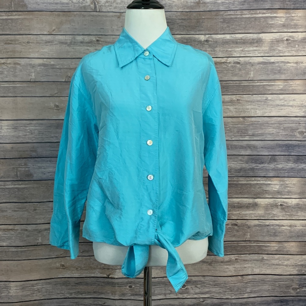 Debra Deroo Tie Front Silk Shirt